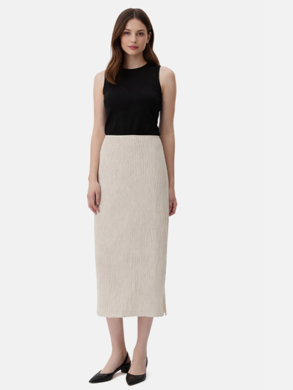 Calvin Klein Women's Sequined Midi Skirt Size 8 NWT Oatmeal Color